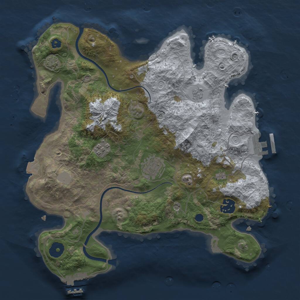 Rust Map: Procedural Map, Size: 3000, Seed: 1958860872, 9 Monuments