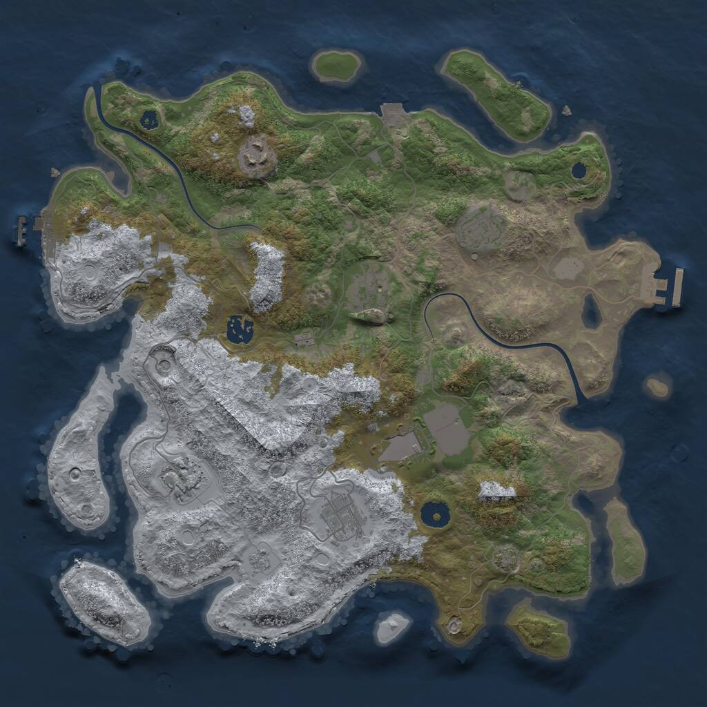 Rust Map: Procedural Map, Size: 3750, Seed: 101884148, 13 Monuments