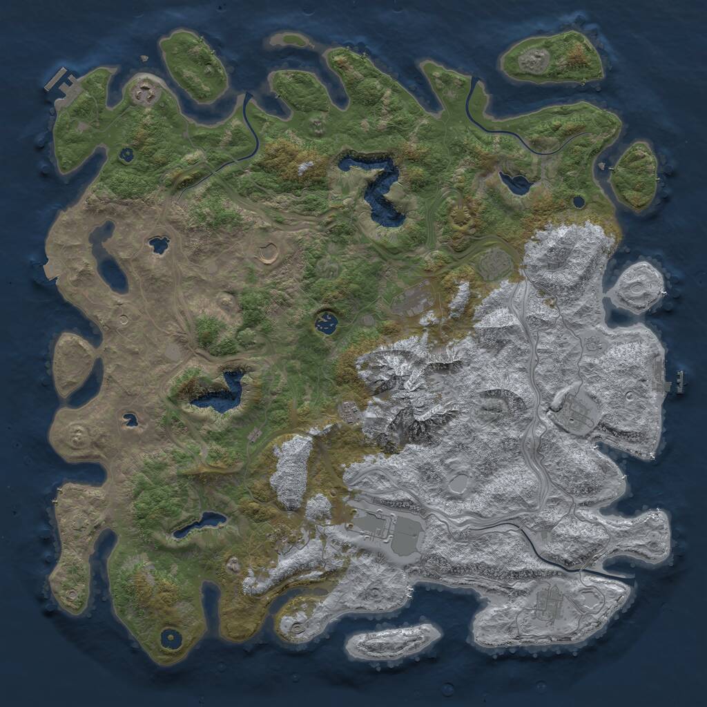 Rust Map: Procedural Map, Size: 5000, Seed: 760761286, 16 Monuments