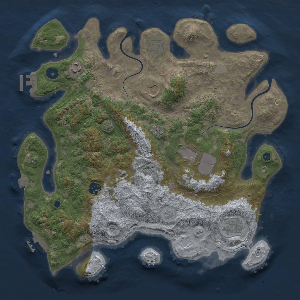 Rust Map: Procedural Map, Size: 3750, Seed: 587958813, 13 Monuments