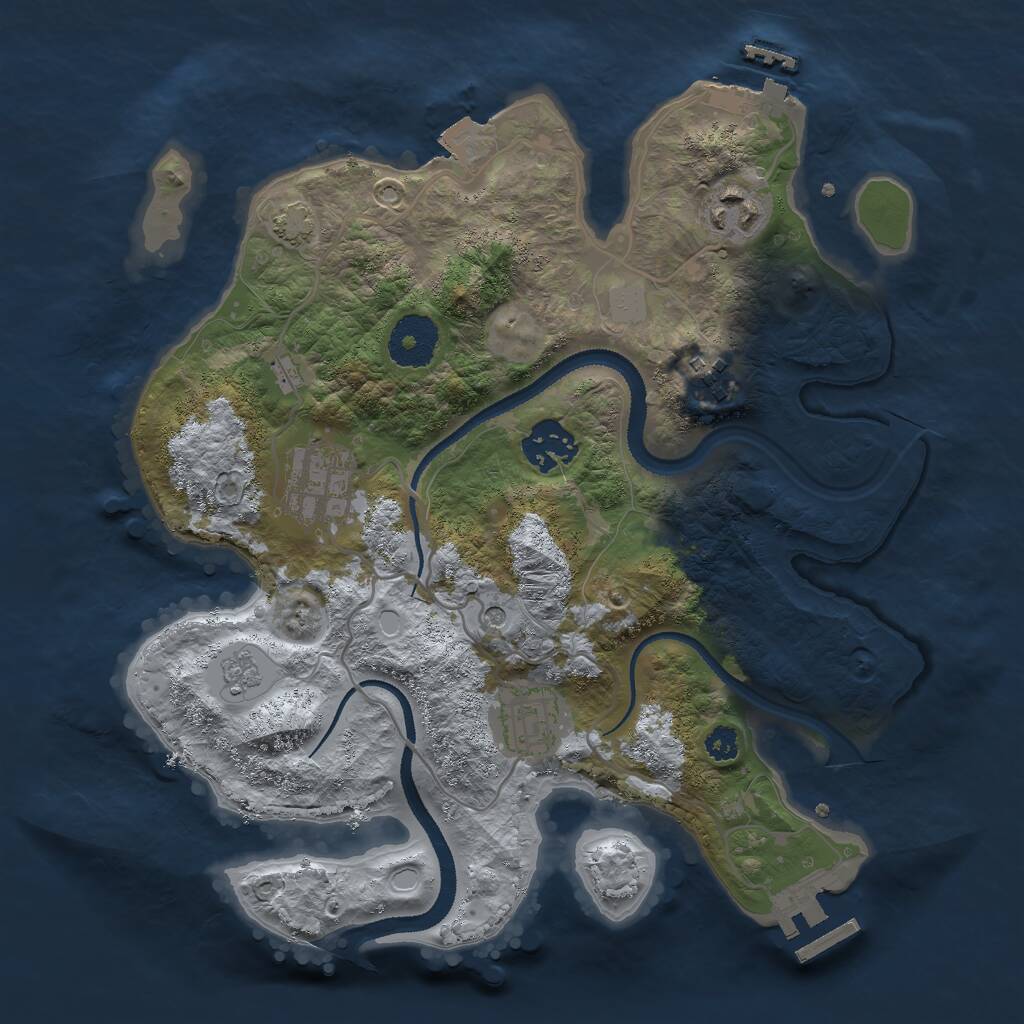Rust Map: Procedural Map, Size: 3000, Seed: 1040923487, 11 Monuments