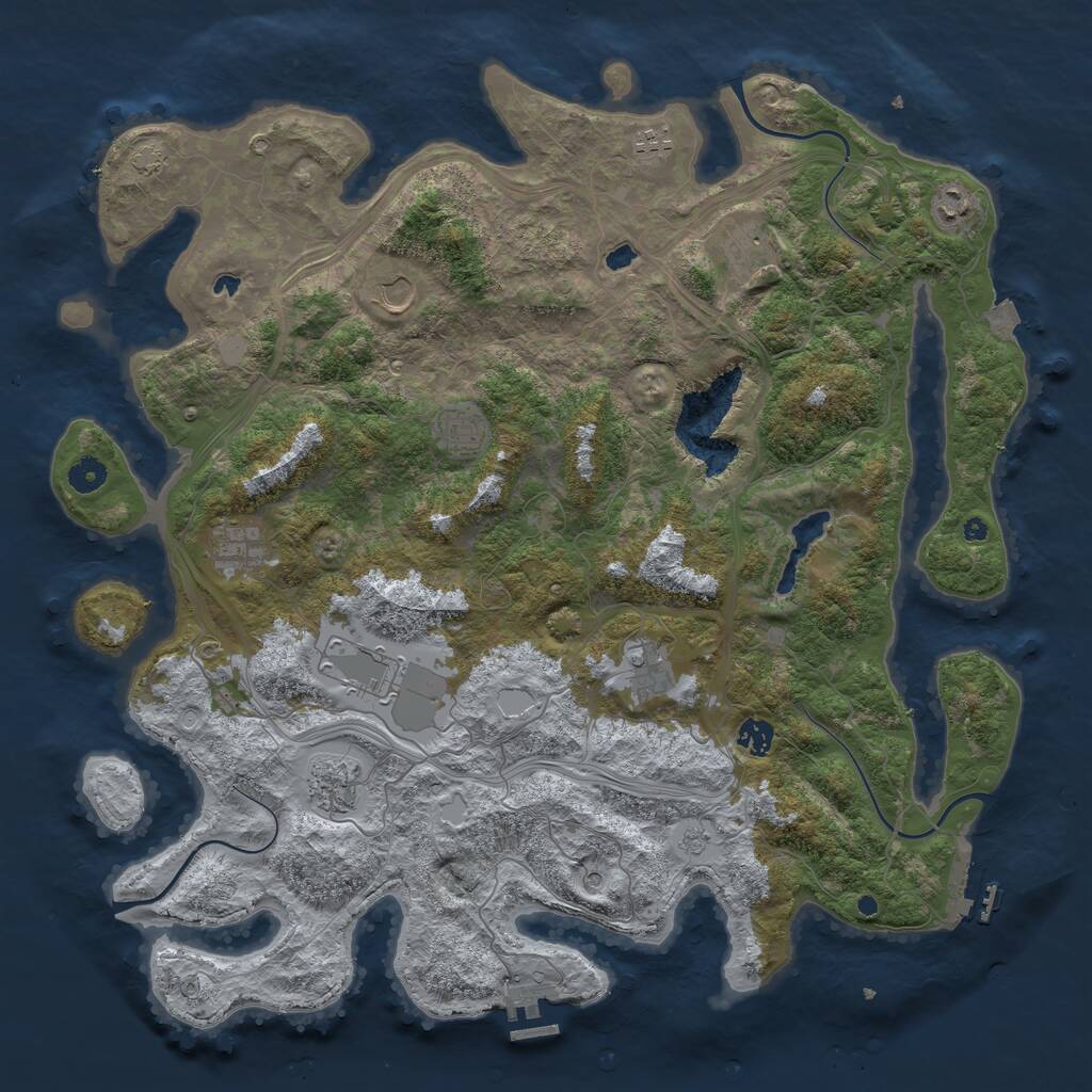 Rust Map: Procedural Map, Size: 4500, Seed: 1859180175, 16 Monuments