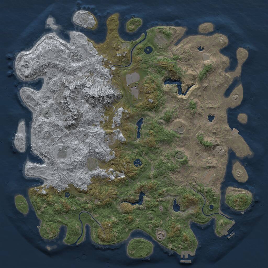 Rust Map: Procedural Map, Size: 5000, Seed: 1422021449, 17 Monuments