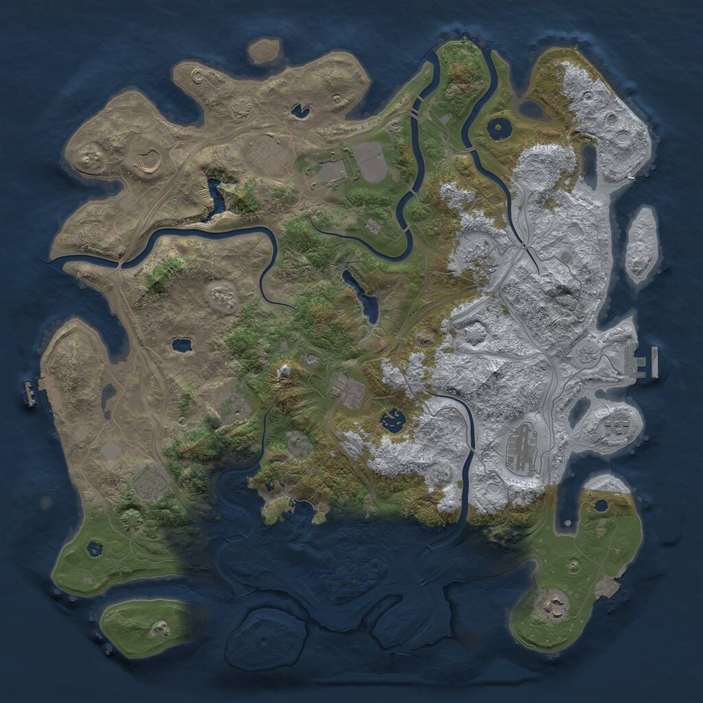 Rust Map: Procedural Map, Size: 4500, Seed: 1122247413, 17 Monuments