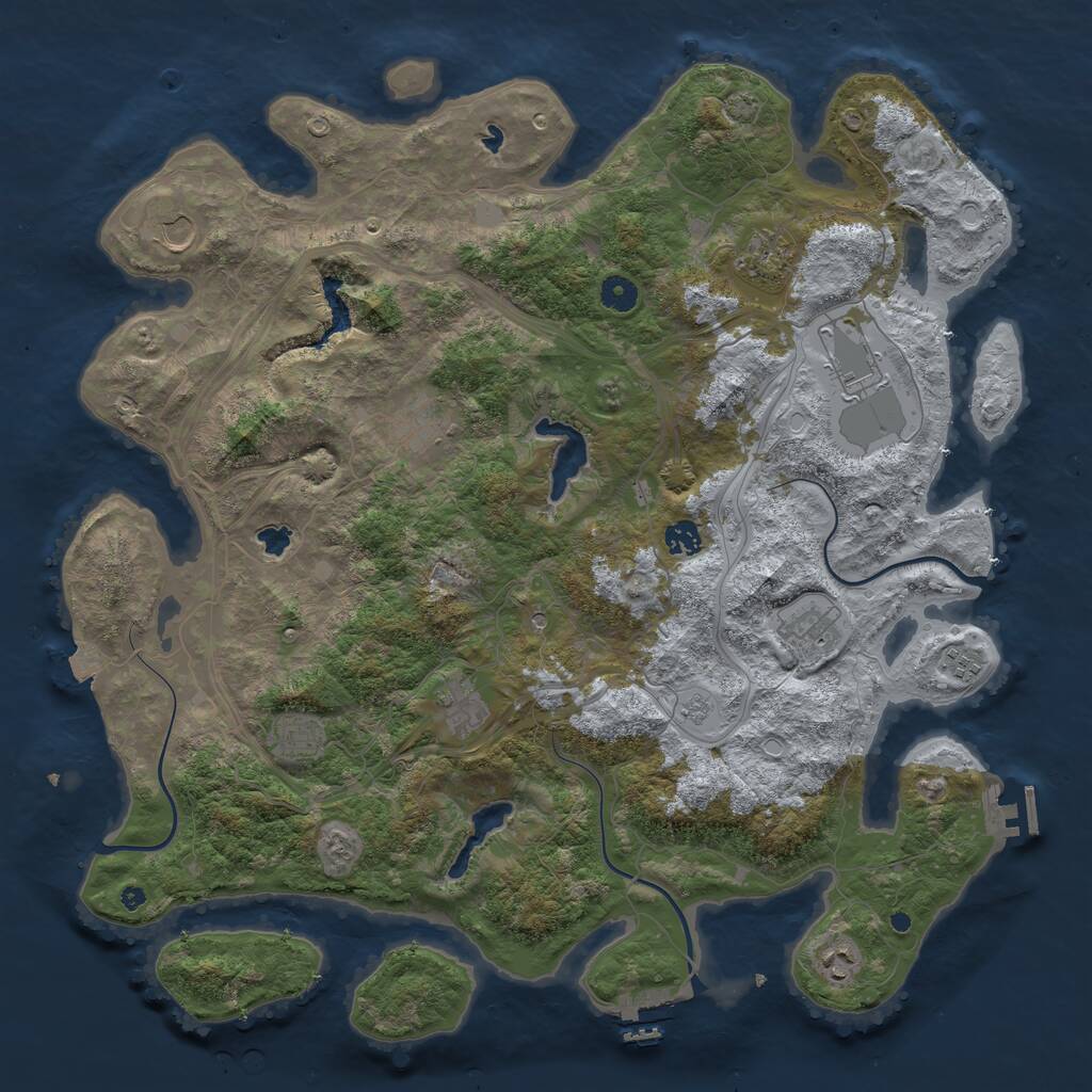 Rust Map: Procedural Map, Size: 4500, Seed: 1122247413, 16 Monuments