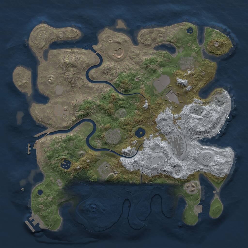 Rust Map: Procedural Map, Size: 3750, Seed: 811453834, 16 Monuments