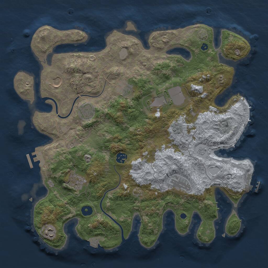 Rust Map: Procedural Map, Size: 3750, Seed: 811453834, 15 Monuments