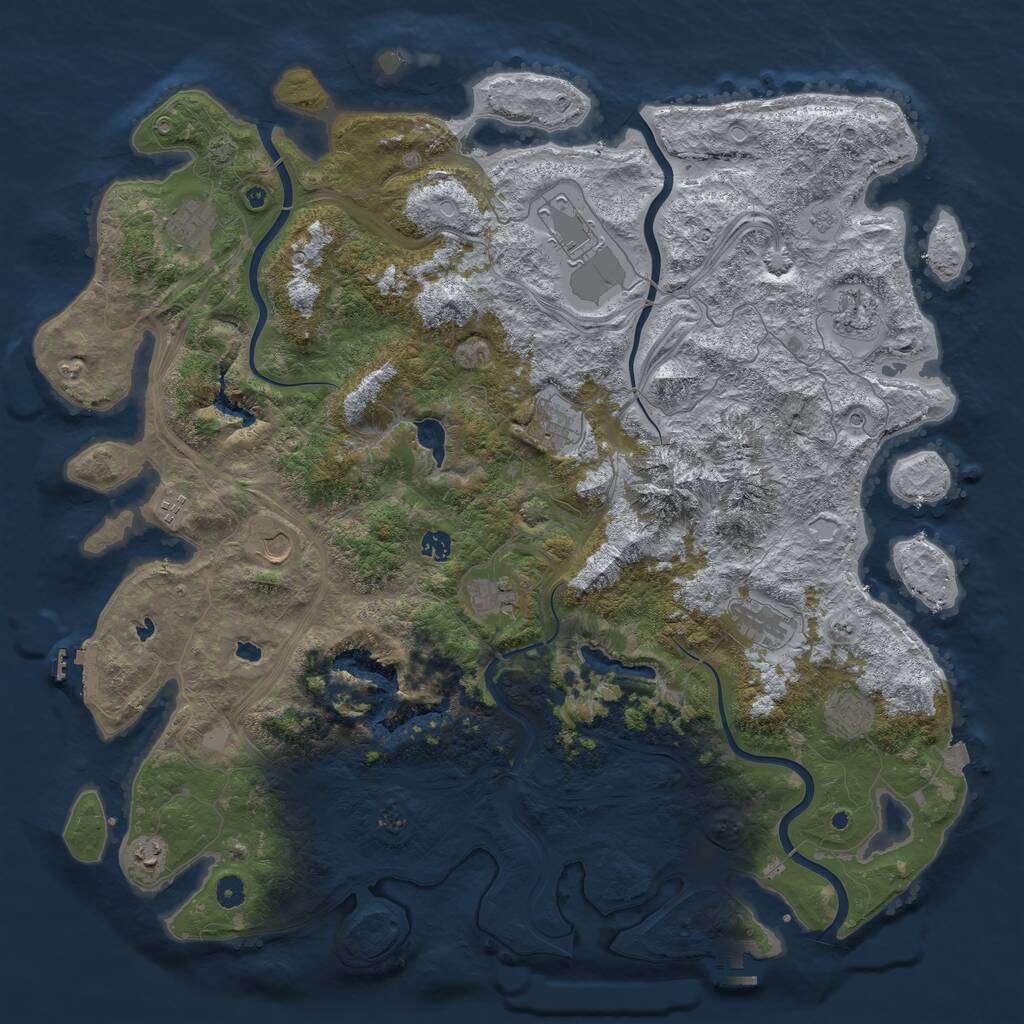Rust Map: Procedural Map, Size: 5000, Seed: 1654727893, 17 Monuments