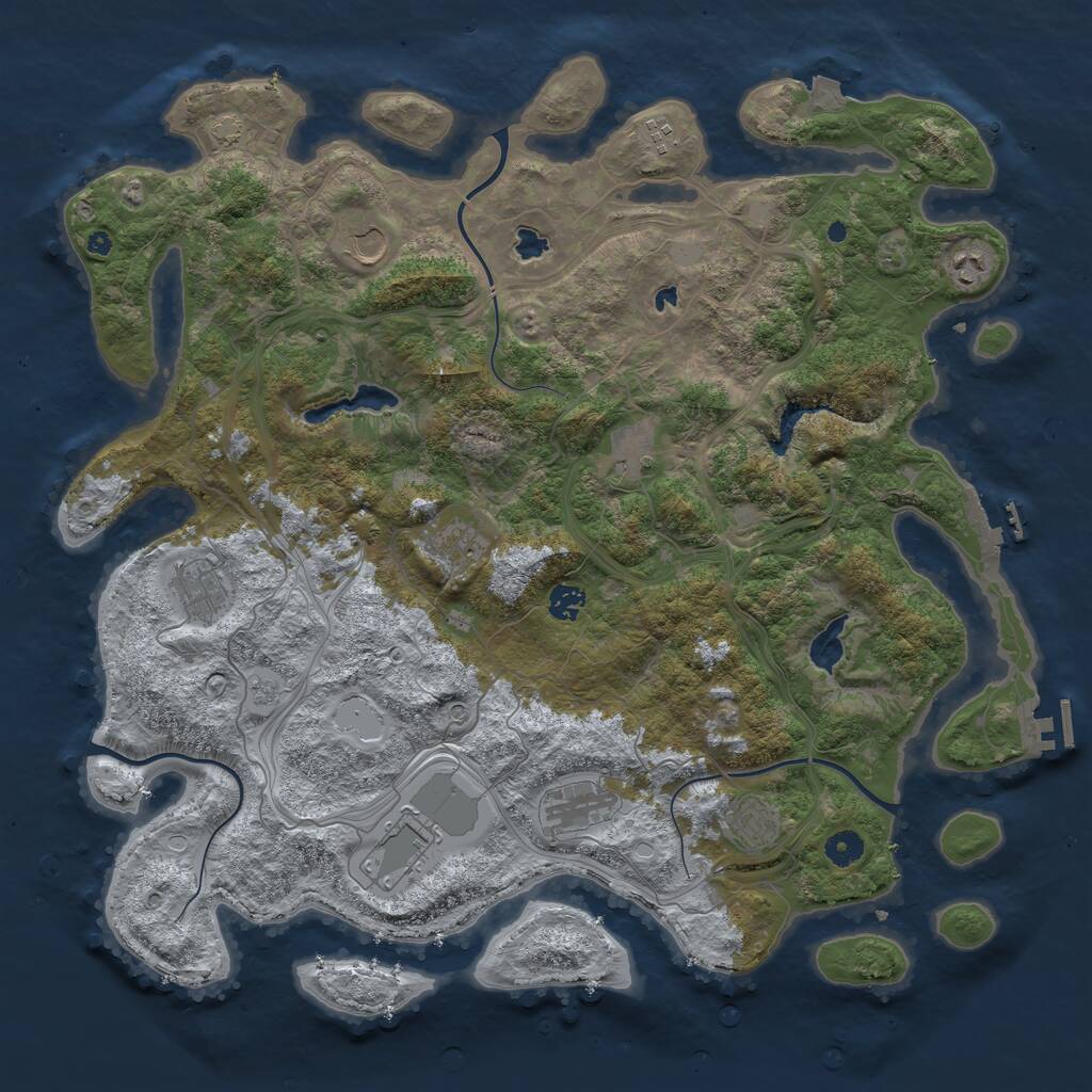 Rust Map: Procedural Map, Size: 4500, Seed: 700828899, 16 Monuments