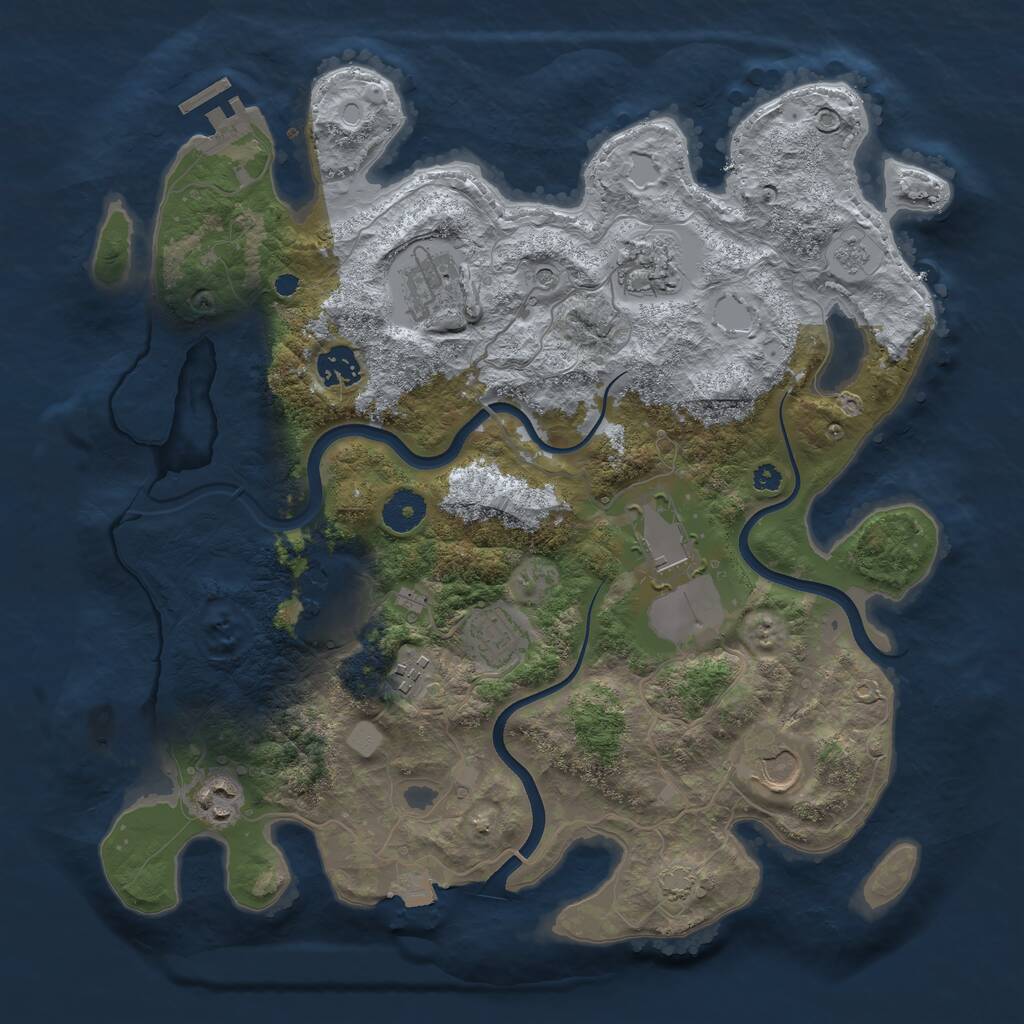 Rust Map: Procedural Map, Size: 3650, Seed: 205511583, 14 Monuments