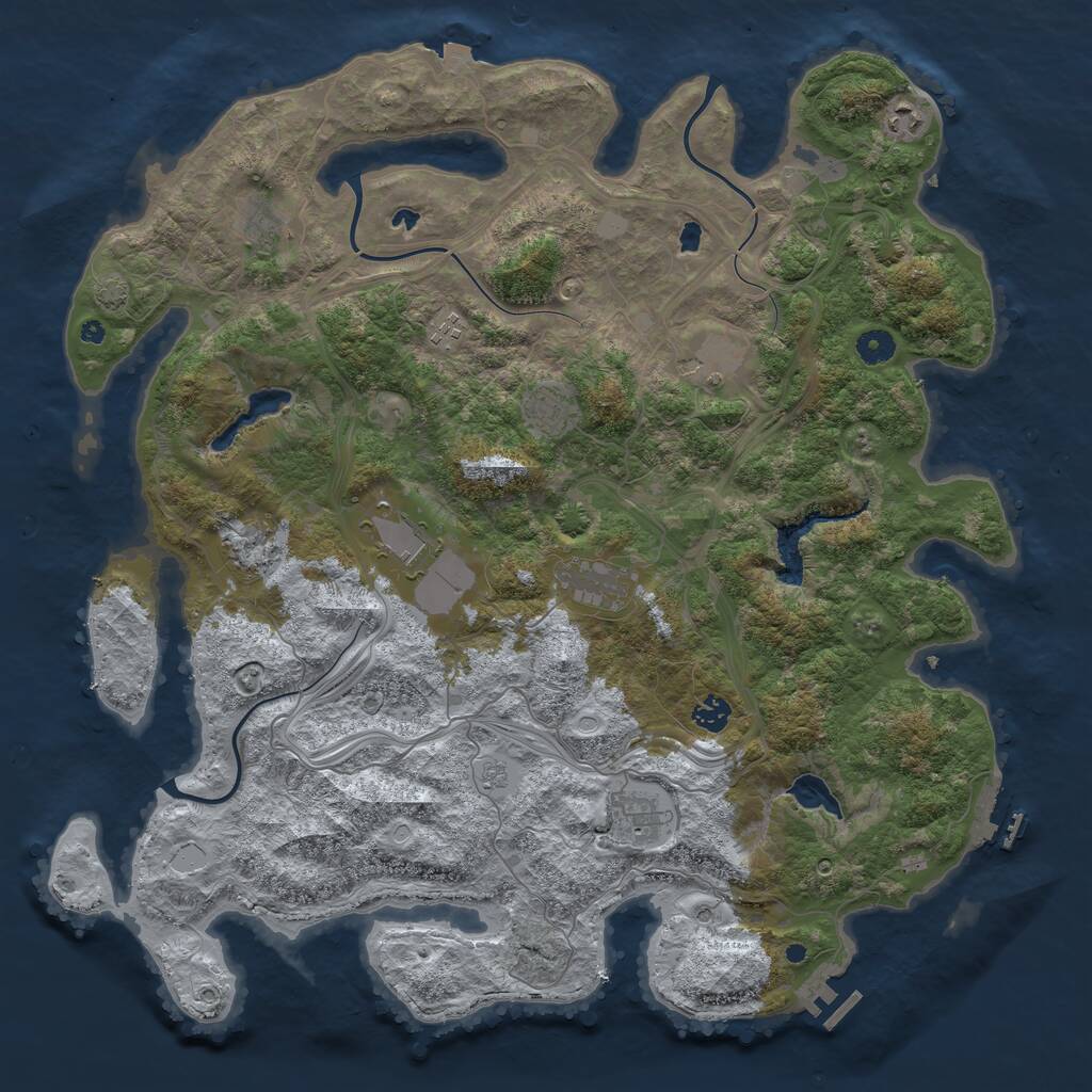 Rust Map: Procedural Map, Size: 4500, Seed: 1212486311, 16 Monuments