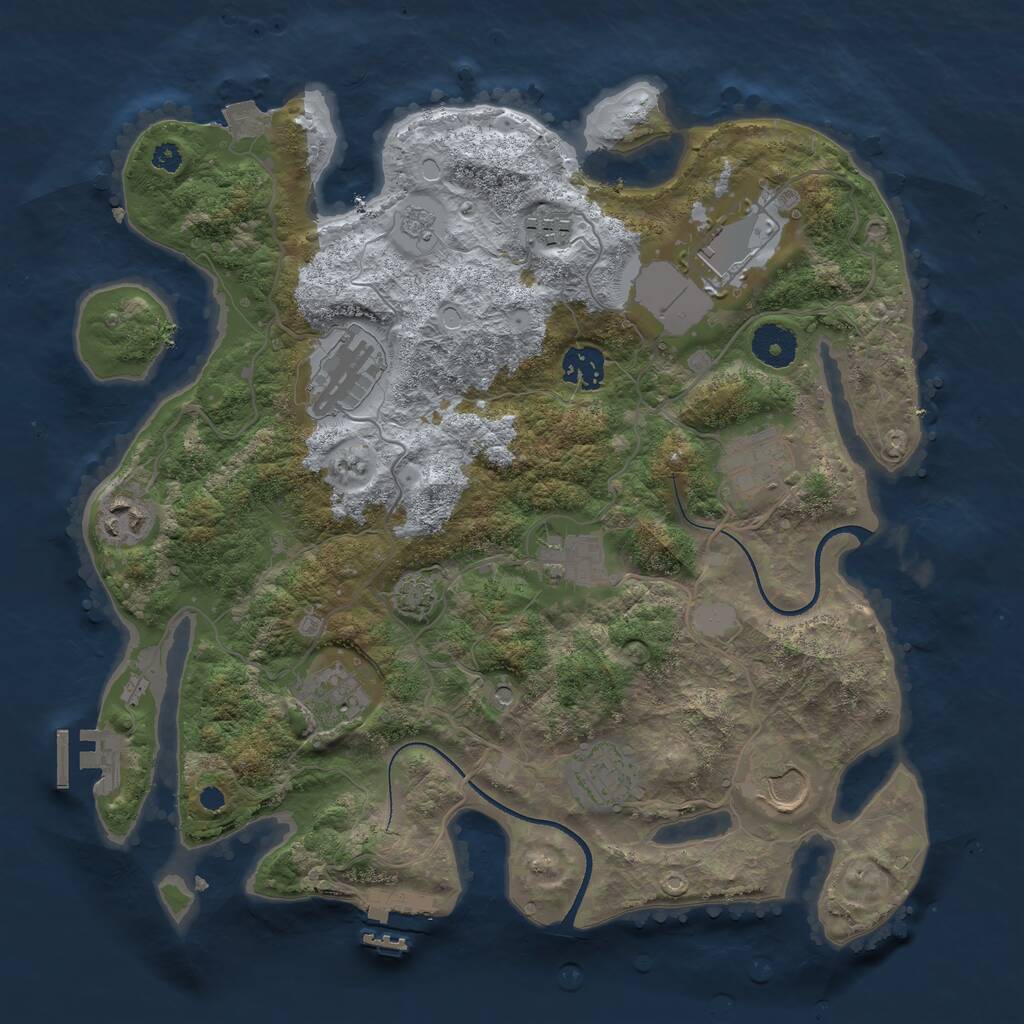 Rust Map: Procedural Map, Size: 3500, Seed: 1913294400, 16 Monuments