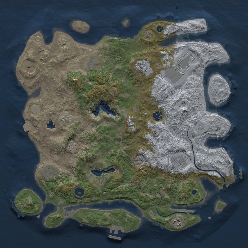 Rust Map: Procedural Map, Size: 4000, Seed: 64693310, 15 Monuments