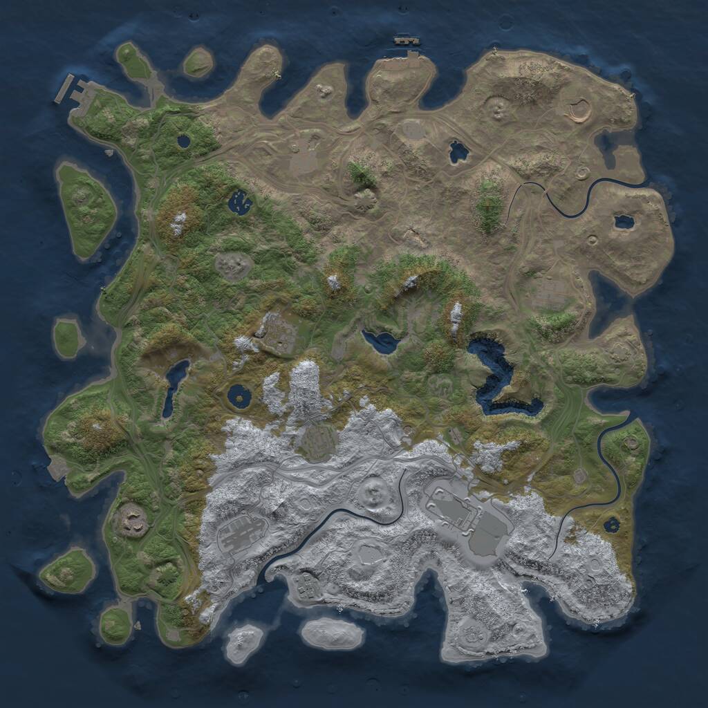 Rust Map: Procedural Map, Size: 4500, Seed: 2122548863, 16 Monuments