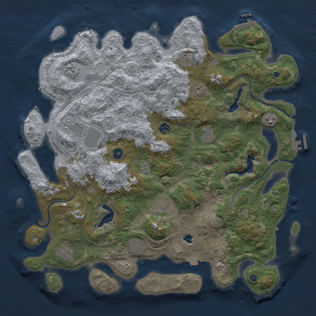 Rust Map: Procedural Map, Size: 4500, Seed: 4547, 16 Monuments