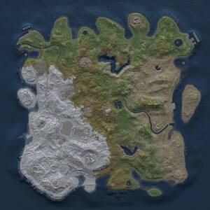 Thumbnail Rust Map: Procedural Map, Size: 4000, Seed: 1937687203, 14 Monuments