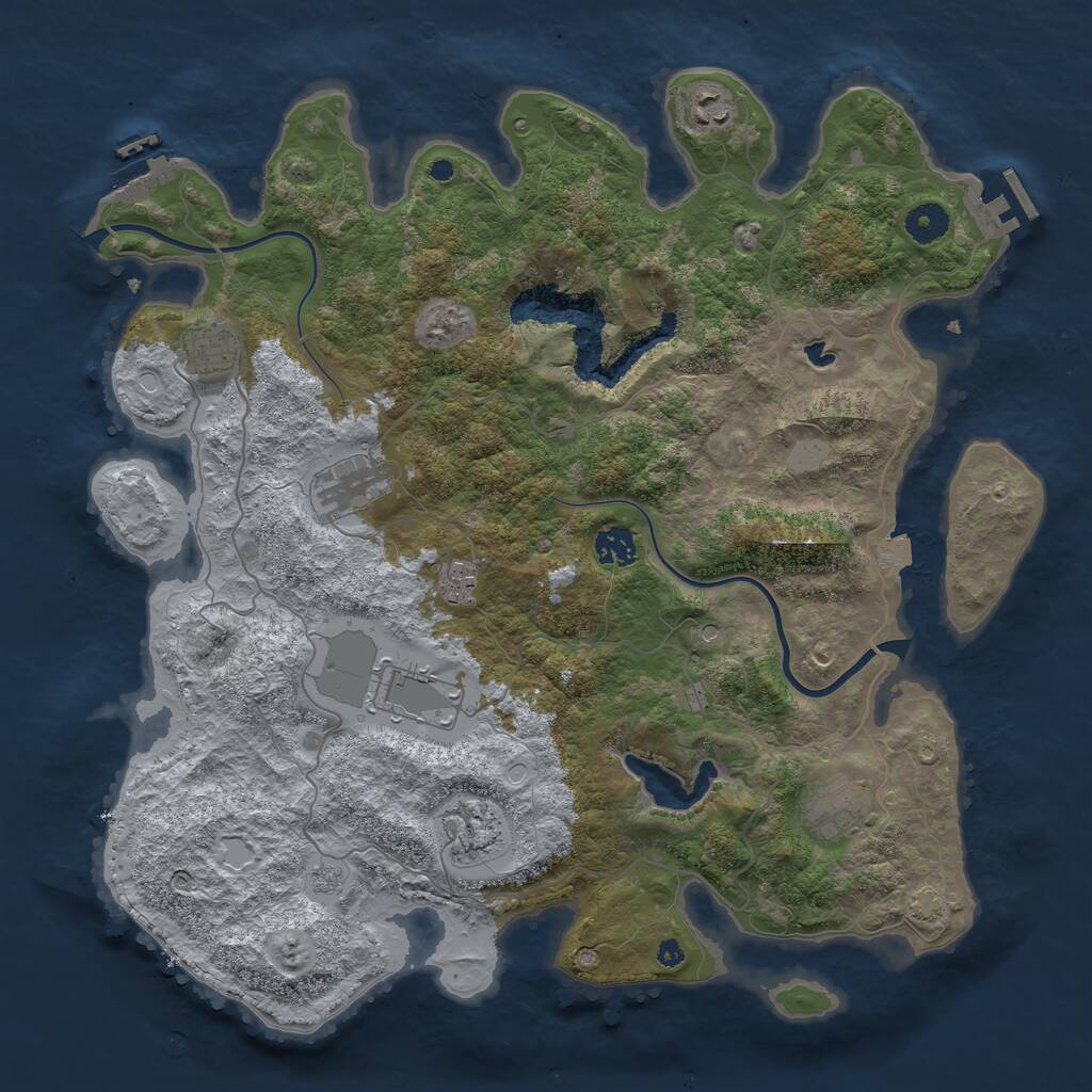 Rust Map: Procedural Map, Size: 4000, Seed: 1937687203, 14 Monuments