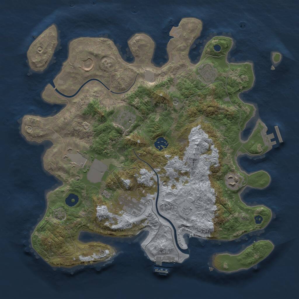 Rust Map: Procedural Map, Size: 3500, Seed: 1162560394, 13 Monuments