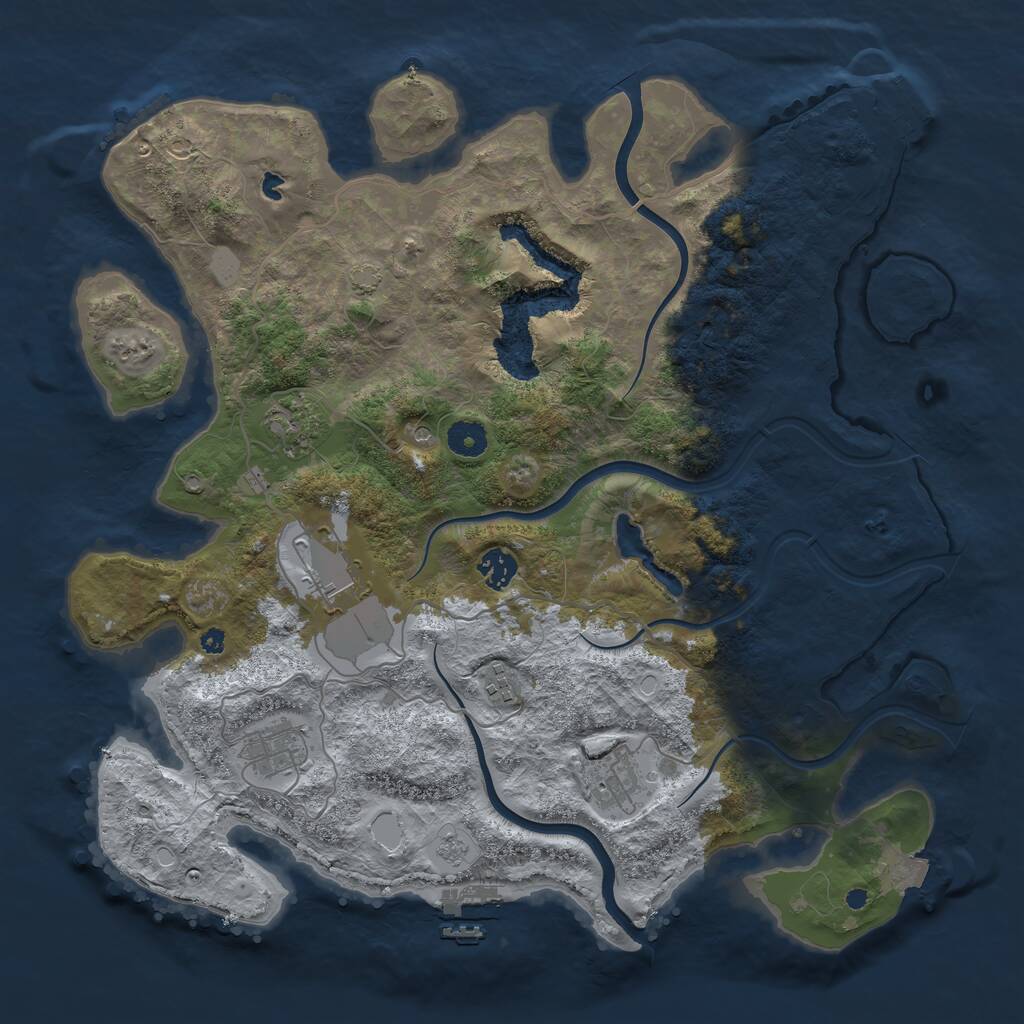 Rust Map: Procedural Map, Size: 4000, Seed: 43501, 12 Monuments