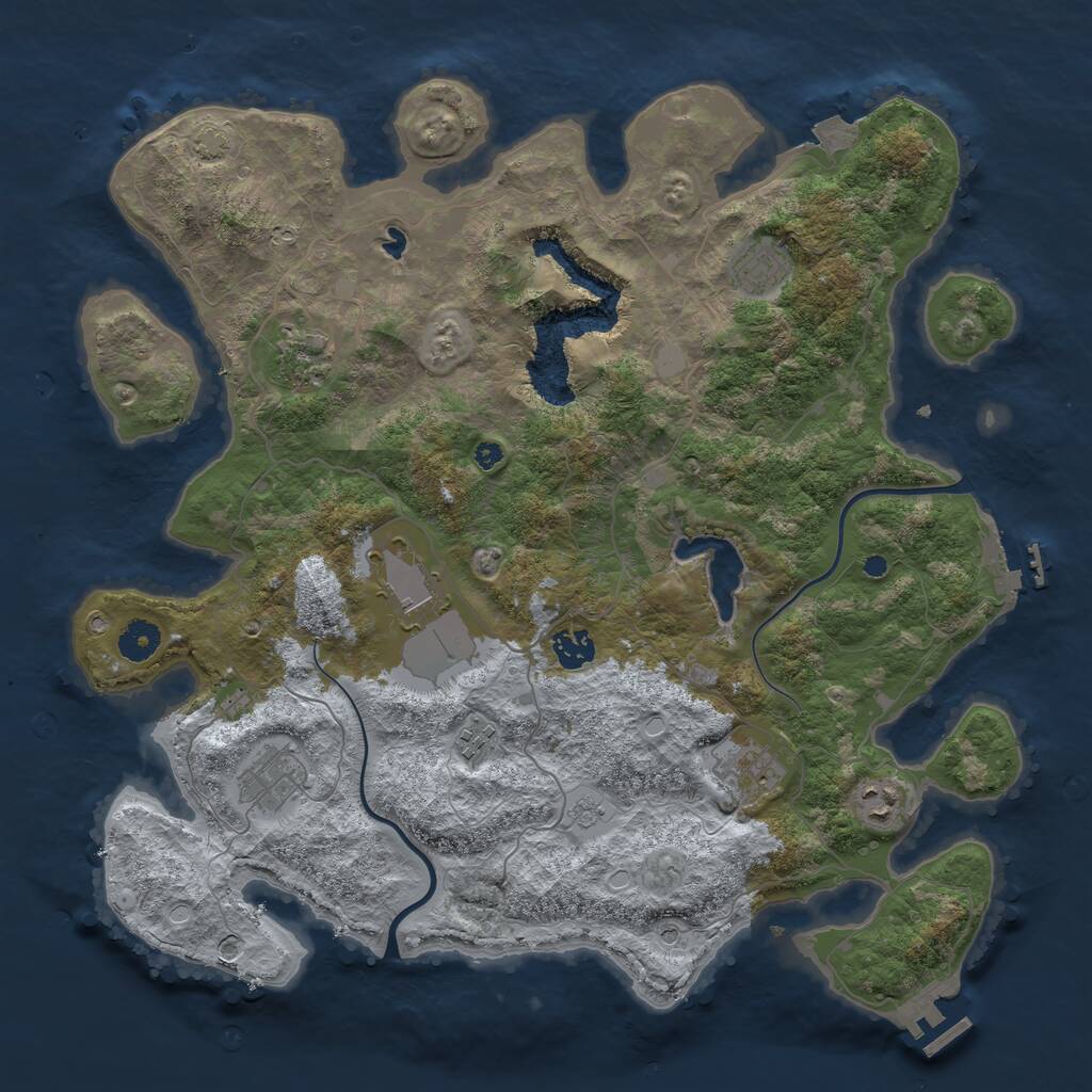 Rust Map: Procedural Map, Size: 4000, Seed: 43501, 14 Monuments