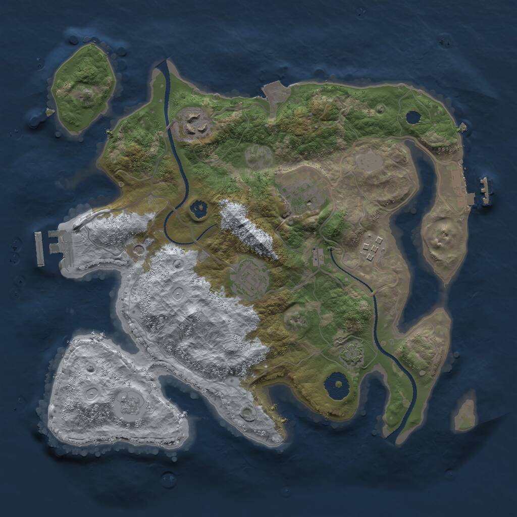 Rust Map: Procedural Map, Size: 3000, Seed: 504318, 10 Monuments