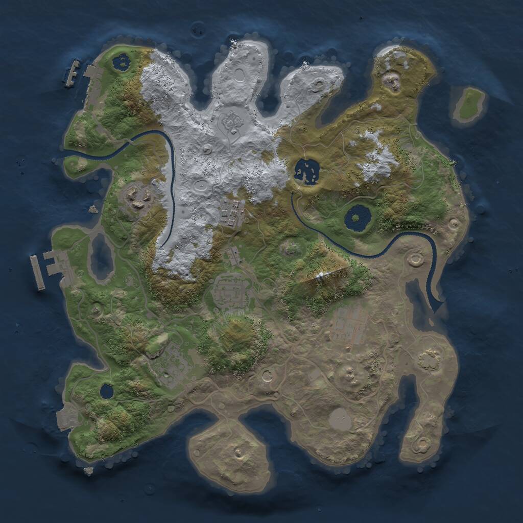 Rust Map: Procedural Map, Size: 3000, Seed: 166088066, 12 Monuments