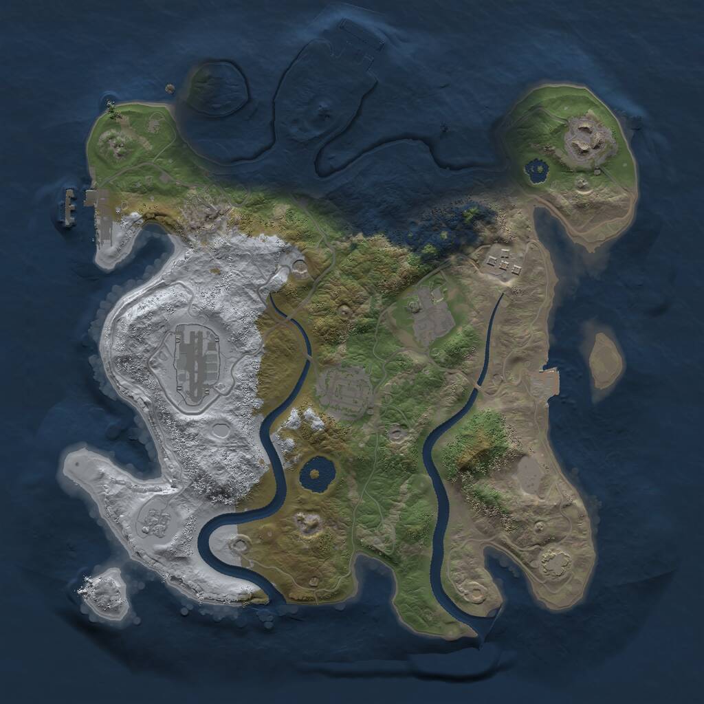 Rust Map: Procedural Map, Size: 3000, Seed: 4614, 11 Monuments