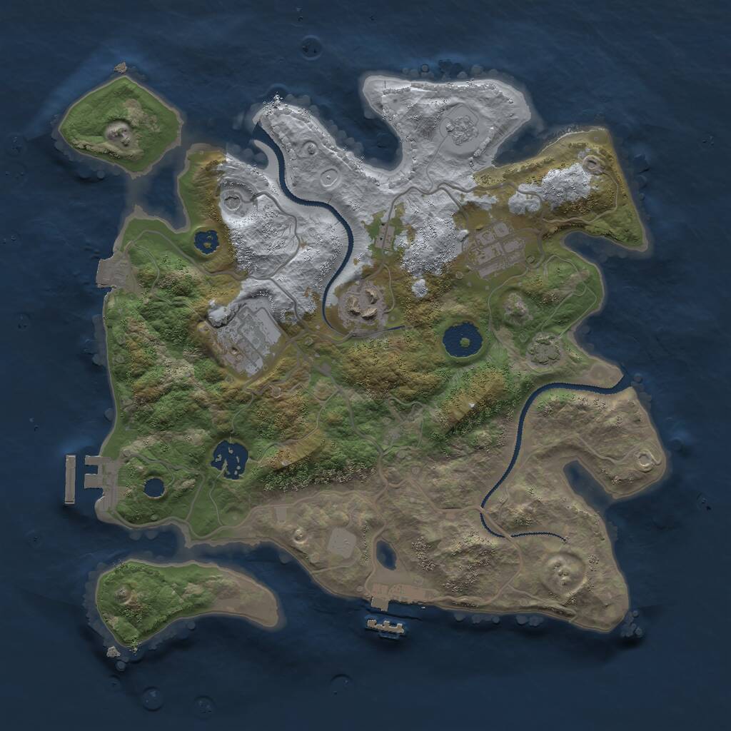 Rust Map: Procedural Map, Size: 3000, Seed: 69671, 10 Monuments