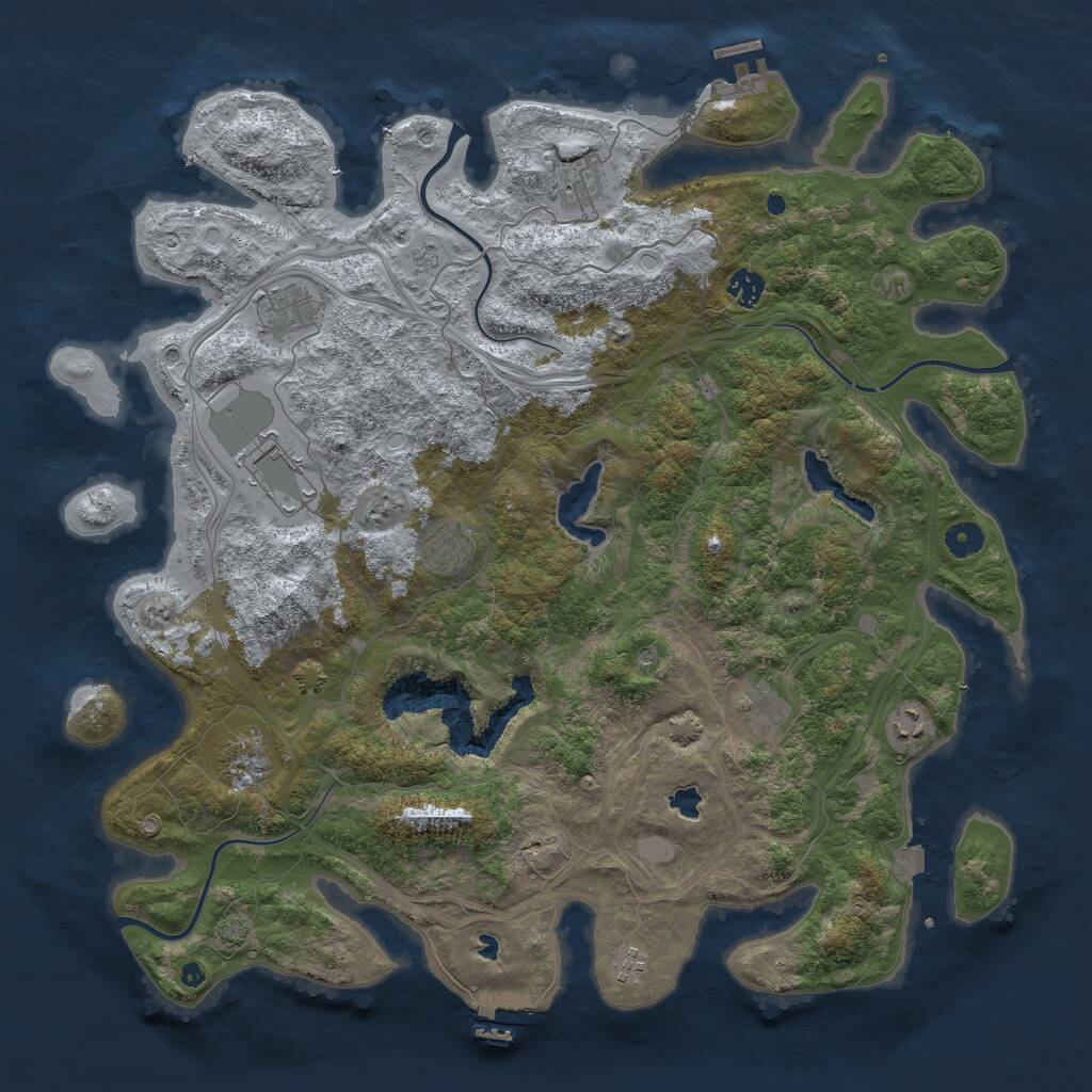 Rust Map: Procedural Map, Size: 4500, Seed: 1896484930, 15 Monuments