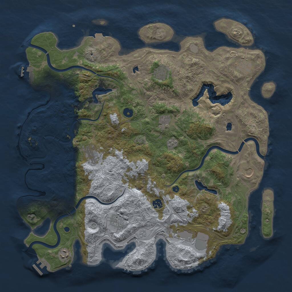 Rust Map: Procedural Map, Size: 4500, Seed: 344379624, 16 Monuments