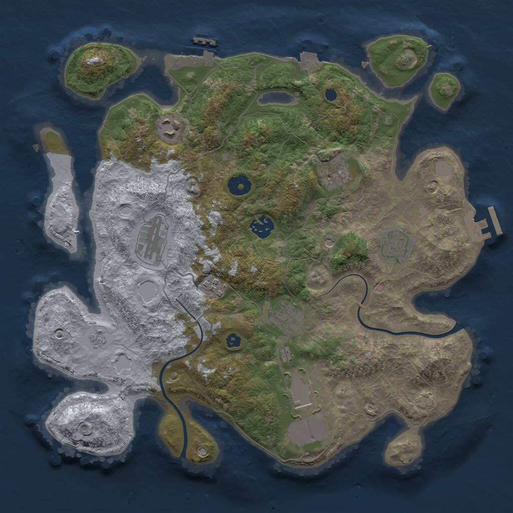 Rust Map: Procedural Map, Size: 3500, Seed: 219451613, 14 Monuments