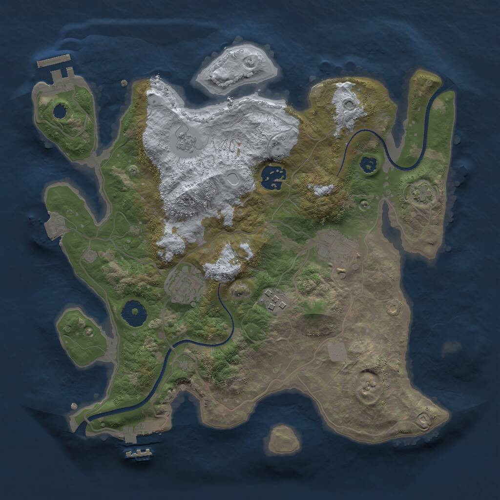 Rust Map: Procedural Map, Size: 3000, Seed: 143582764, 9 Monuments