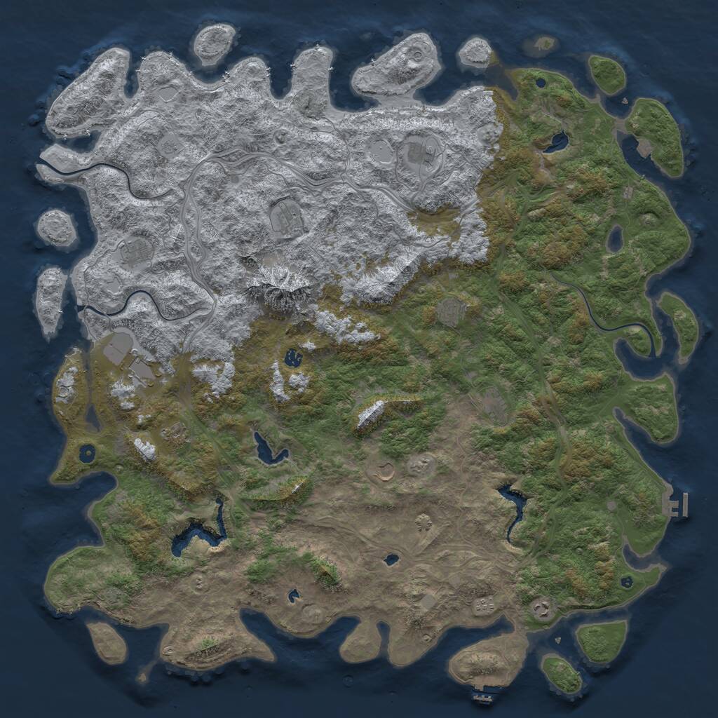 Rust Map: Procedural Map, Size: 6000, Seed: 43821291, 17 Monuments