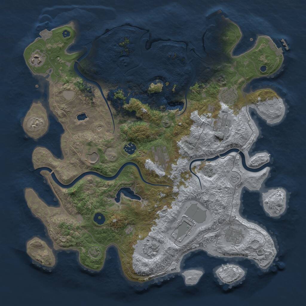 Rust Map: Procedural Map, Size: 4000, Seed: 1374304982, 16 Monuments