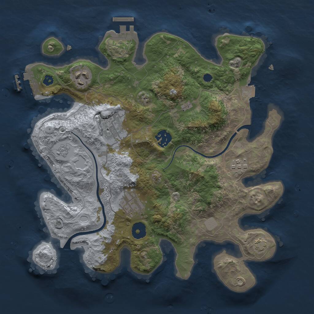 Rust Map: Procedural Map, Size: 3000, Seed: 584728169, 10 Monuments