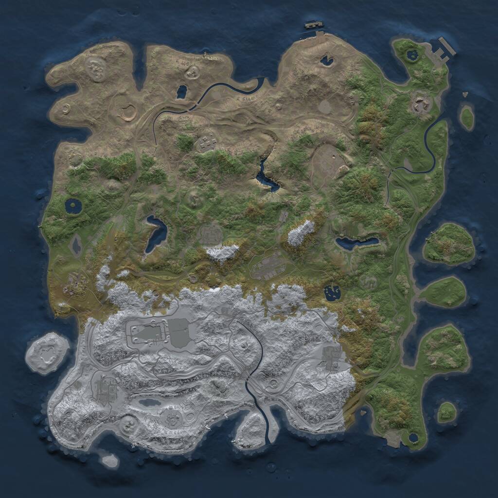 Rust Map: Procedural Map, Size: 4500, Seed: 978365342, 17 Monuments