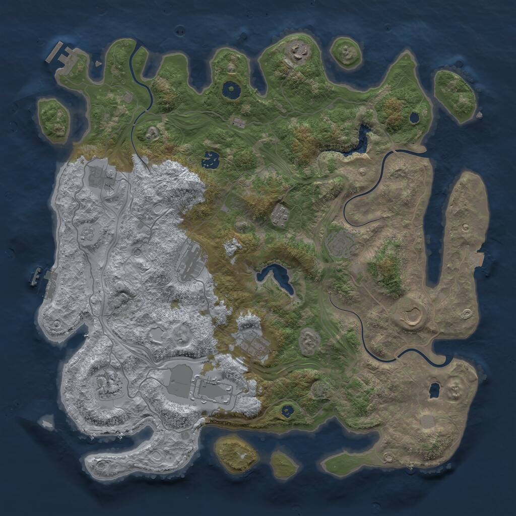 Rust Map: Procedural Map, Size: 4250, Seed: 1333623163, 16 Monuments