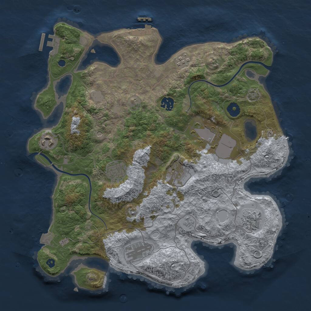 Rust Map: Procedural Map, Size: 3500, Seed: 351429205, 14 Monuments