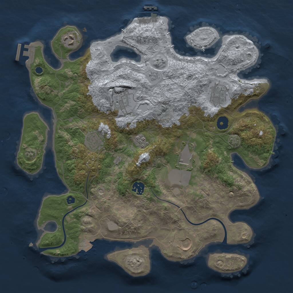 Rust Map: Procedural Map, Size: 3500, Seed: 26233778, 14 Monuments