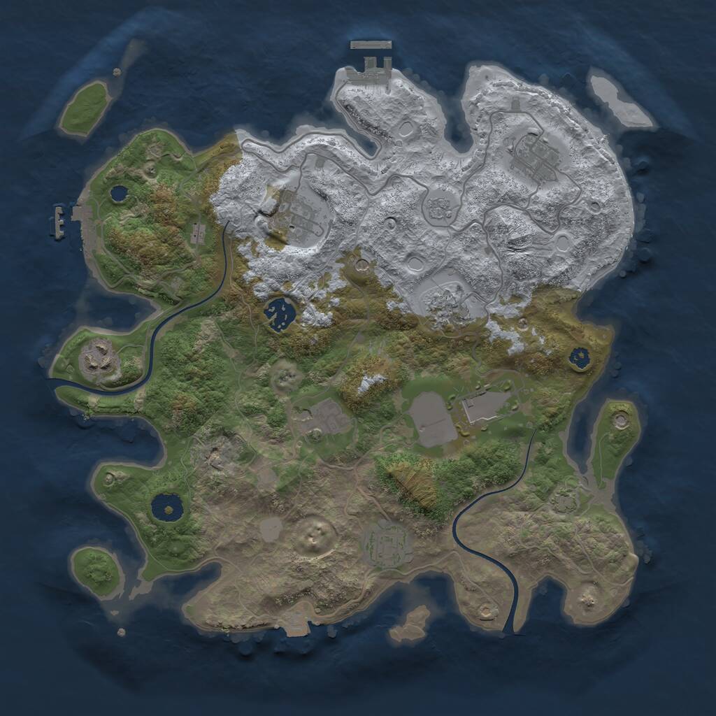 Rust Map: Procedural Map, Size: 3500, Seed: 939706048, 14 Monuments