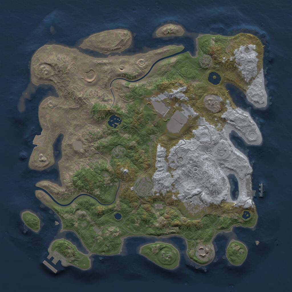 Rust Map: Procedural Map, Size: 3500, Seed: 1963120009, 12 Monuments