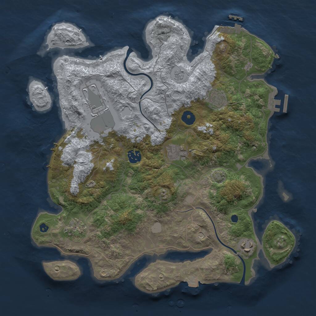 Rust Map: Procedural Map, Size: 3500, Seed: 858831122, 12 Monuments