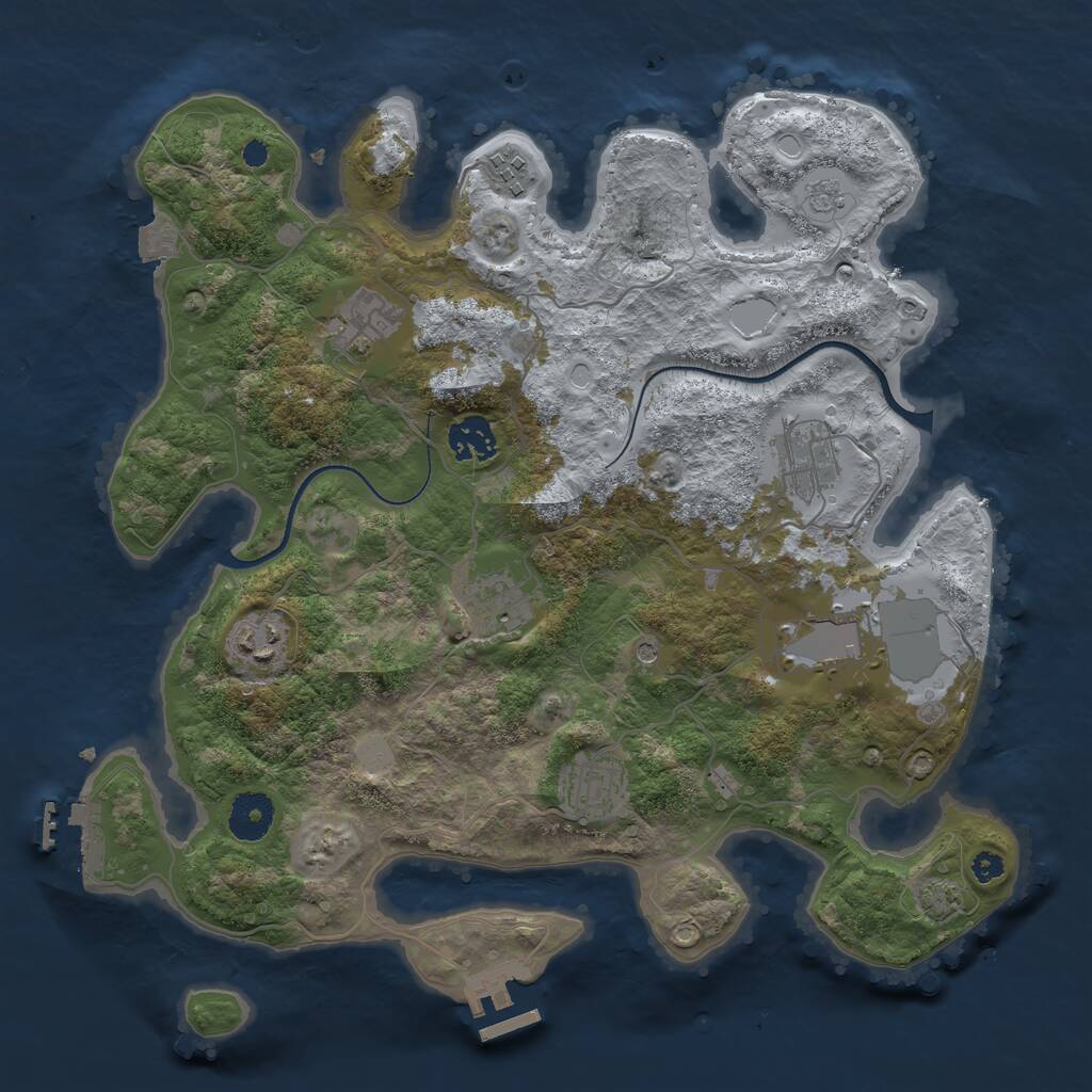 Rust Map: Procedural Map, Size: 3500, Seed: 1608180211, 14 Monuments