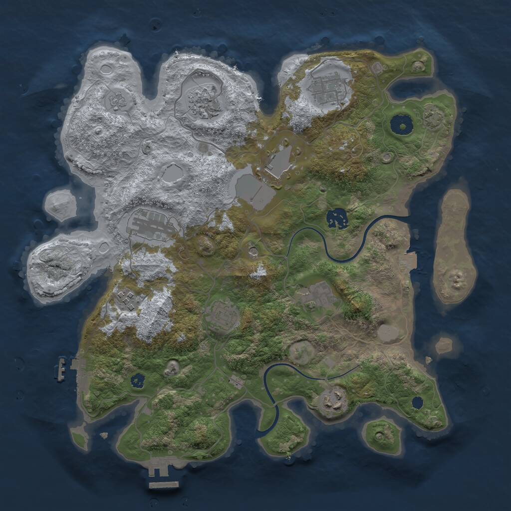 Rust Map: Procedural Map, Size: 3500, Seed: 499583932, 15 Monuments