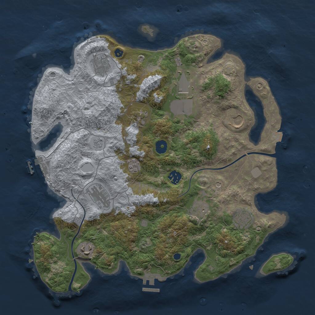 Rust Map: Procedural Map, Size: 3700, Seed: 1648481241, 16 Monuments