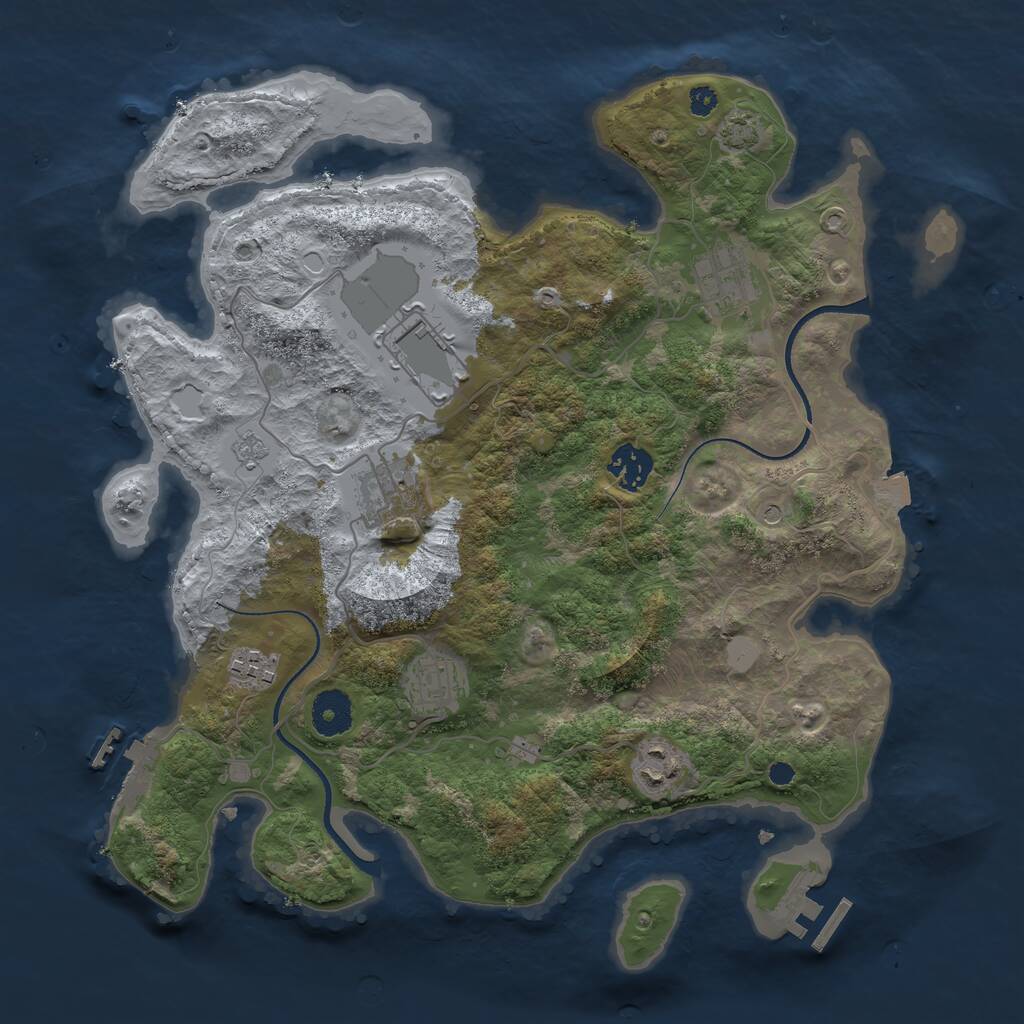 Rust Map: Procedural Map, Size: 3500, Seed: 1038756406, 13 Monuments