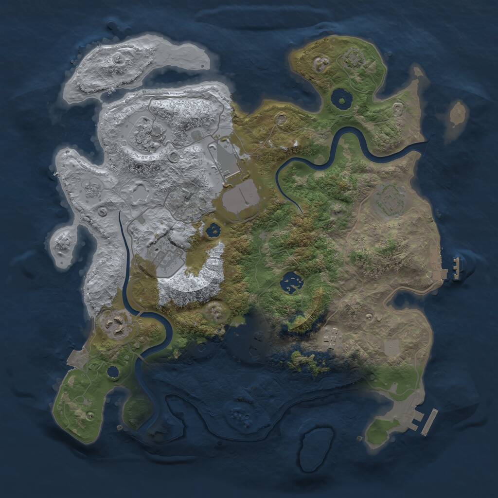 Rust Map: Procedural Map, Size: 3500, Seed: 1038756406, 14 Monuments