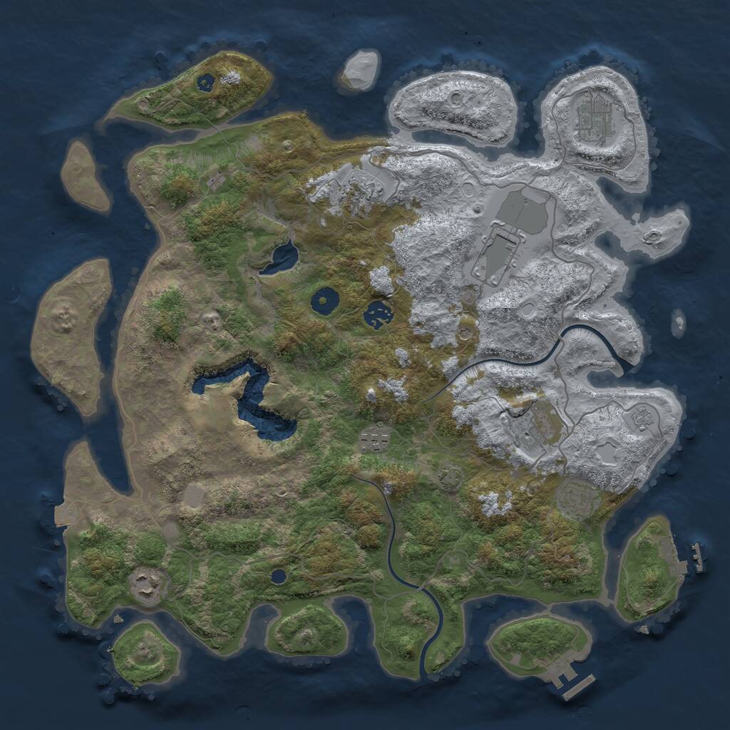 Rust Map: Procedural Map, Size: 4000, Seed: 760770112, 14 Monuments