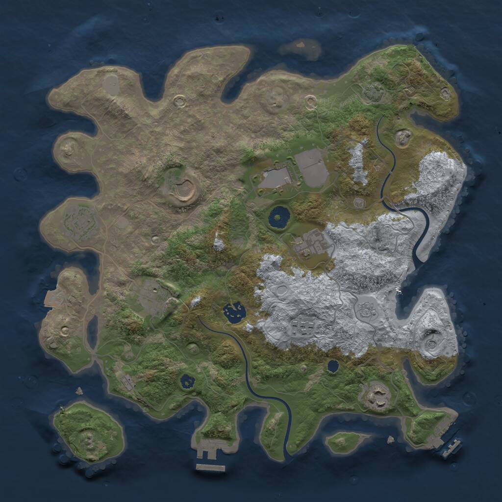 Rust Map: Procedural Map, Size: 3500, Seed: 803711529, 14 Monuments