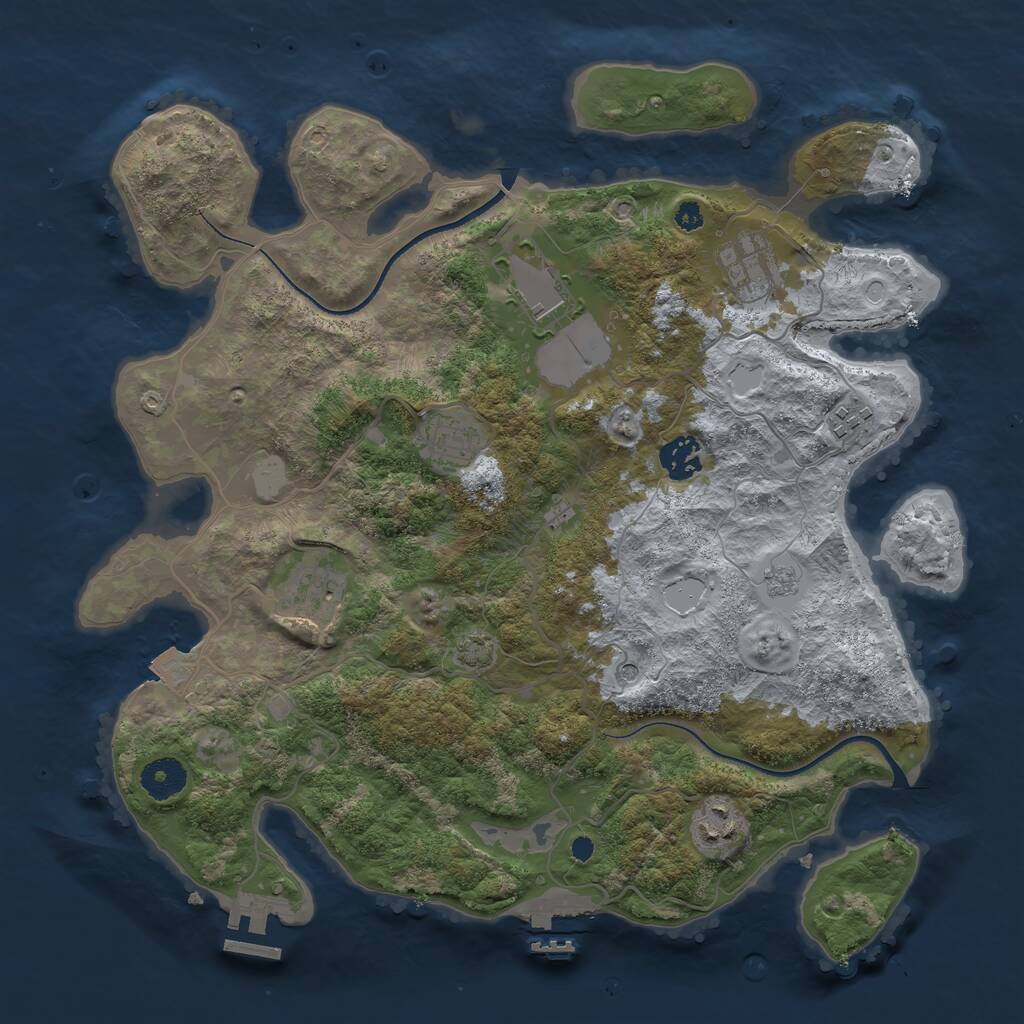 Rust Map: Procedural Map, Size: 3600, Seed: 2001, 13 Monuments